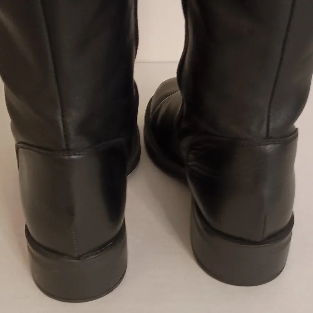 Frau Black Leather Knee High Boots Womens Size 8 - Picture 12 of 16